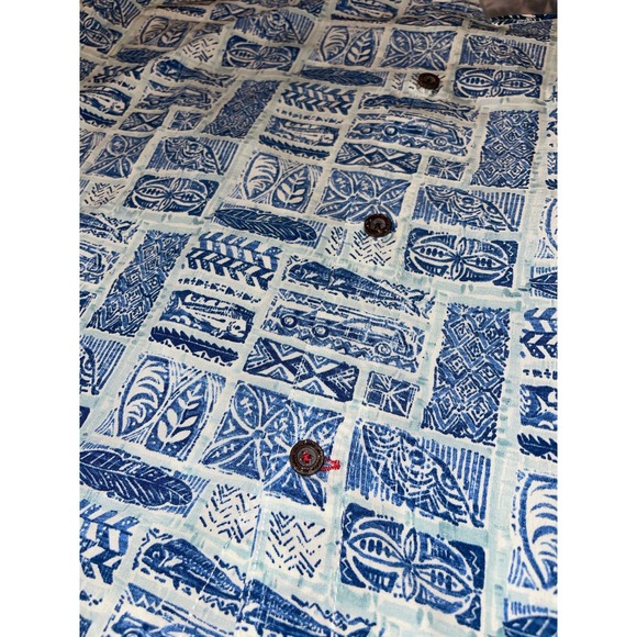 NWT Mens Havana Jim Blue White Fish Hawaiian‎ Print Button Up Short Sleeve XXL - Picture 5 of 7